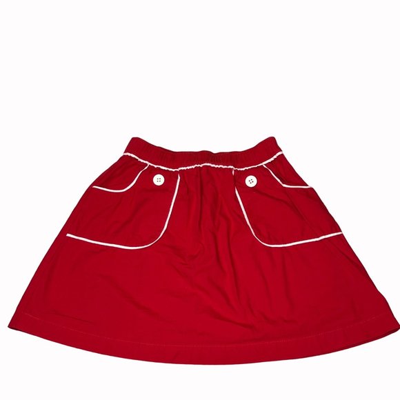 Hanna Anderson Girls Childs Skirt Size 130 Red White Contrast Stitching - Picture 3 of 12